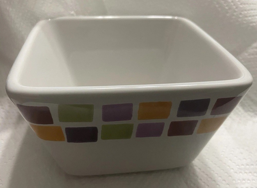 Pampered Chef Simple Additions Mosaic Tile Bowl (dip) desert 4.5” Square EUC
