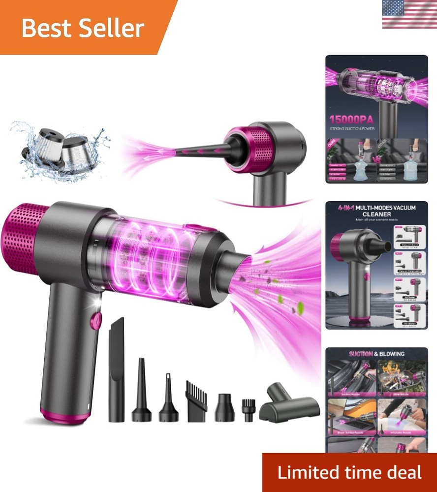 High Power Handheld Car Vacuum Cleaner - 15000PA Suction, USB Charging, Portable