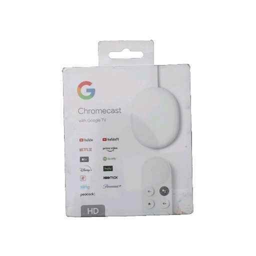 Google Chromecast Snow USB Streaming Device (No Remote) Model G454V HD