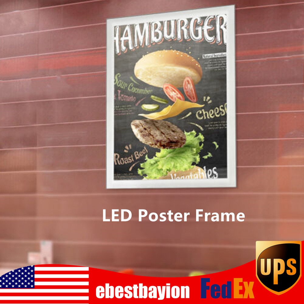 LED Movie Poster Frame LED Light Box Wall Mount Photo Menu Display Sign Holder