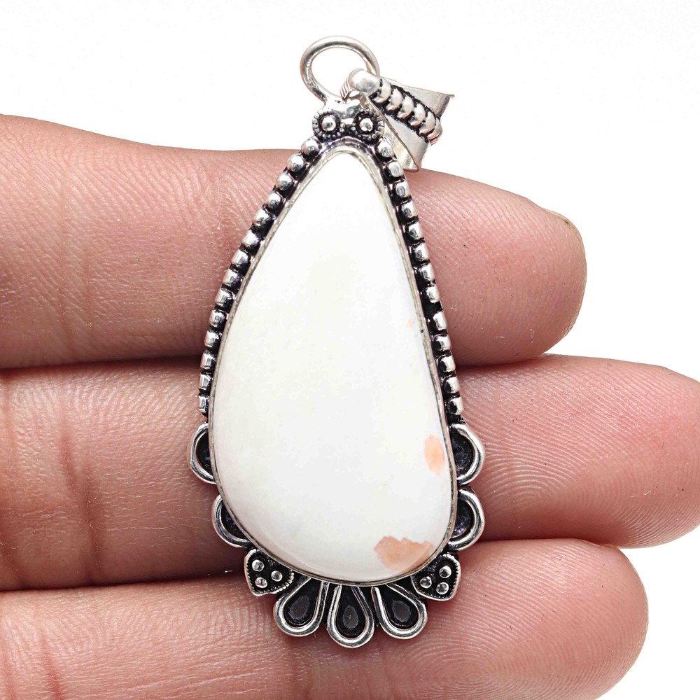 Scolecite Shell Gemstone Pendant Silver Jewelry Valentine Gift 2 Inch