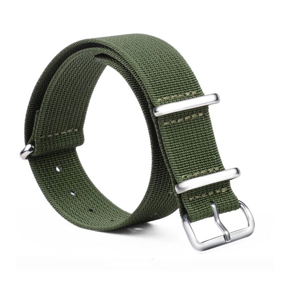 Army Green 20mm Steel Pin Buckle Strap Military Canvas Wrist Watch Bracelet