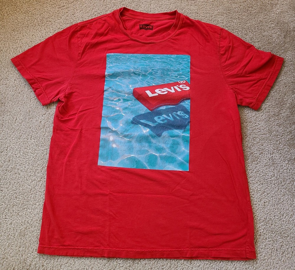 LEVI'S Floater Pool Graphic Crew Neck T-Shirt, Red, Men's Large