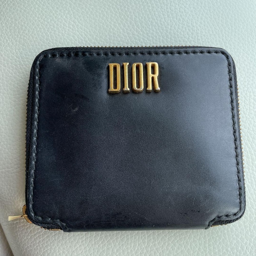 Dior Round Zip Bifold Wallet for Men Luxury Leather Card Holder