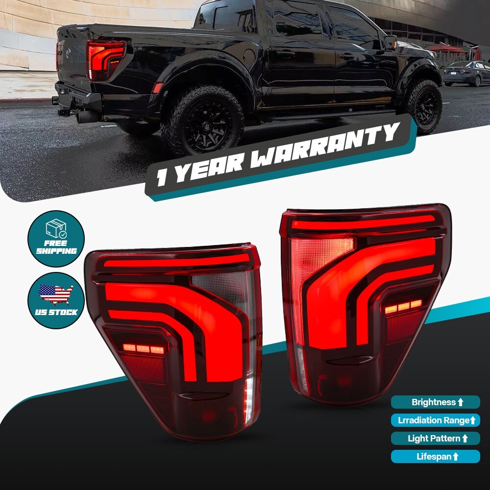 Upgrade LED Tail Lights For 2021-23 Ford F150 All Model with Blind Spot & Raptor