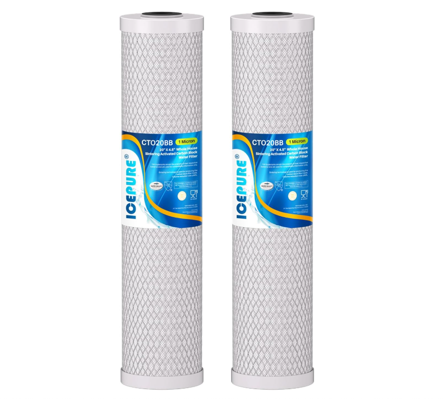 Cartucho de filtro de agua de carbón activado con cáscara de coco CTO para toda la casa de 20