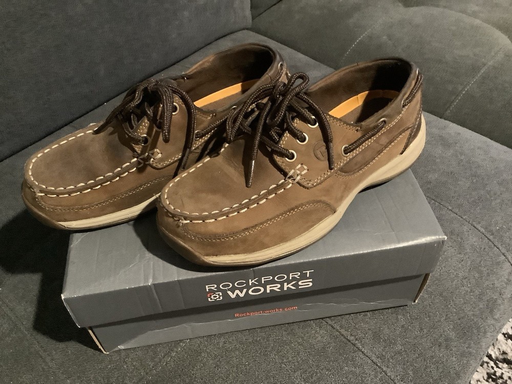 Rockport Works Women's STEEL TOE Sailing Club Tan Oxford Shoes Size 8M