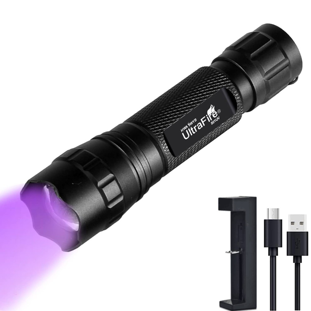 ULTRAFIRE 501B UV Flashlight Adjustable Focus 395nm Ultraviolet Black Light M...