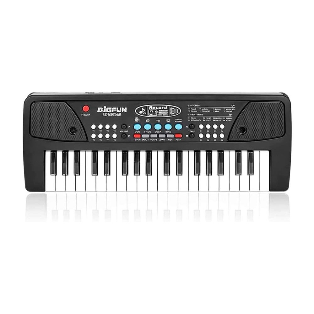 Black 37-Key Portable Piano Keyboard with Built-in Microphone for Music Enthusiasts
