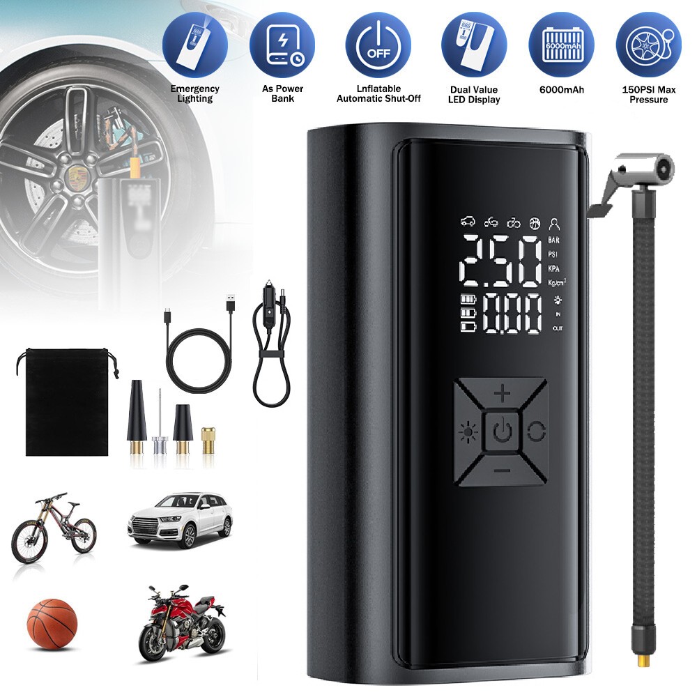 LCD Electrical Air Pump Portable Wireless Tire Inflatable Pump for Car Bicycle