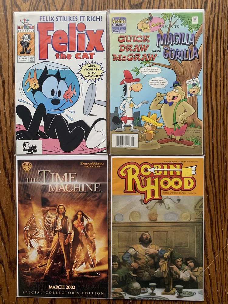 4 Indie Comics Bundle Featuring Felix the Cat Robin Hood Quick Draw McGraw