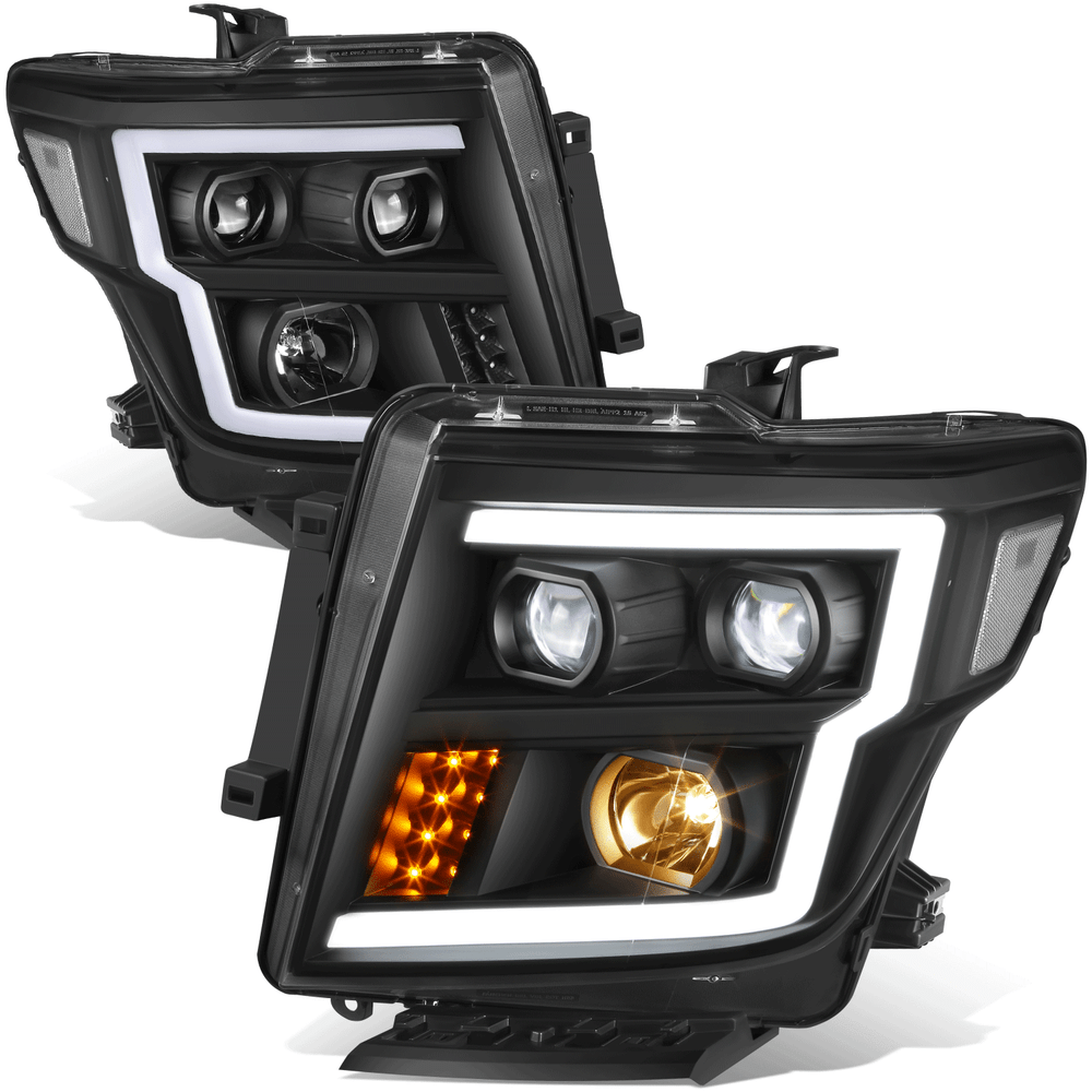 Fit 16-24 Nissan Titan XD Black Housing Clear Corner Projector LED Headlights