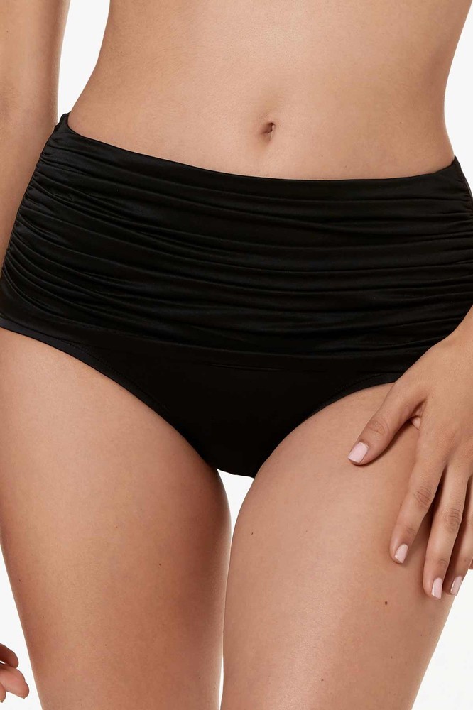 NWT Miraclesuit Slimming Swim Bottoms Black Size 8 M High Rise Norma Jean New