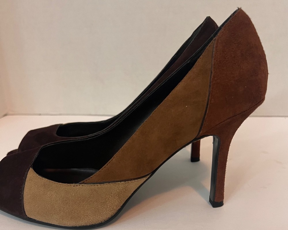 Karen Scott Suede Heels Sz 8.5~ Multicolor Brown/ Tan