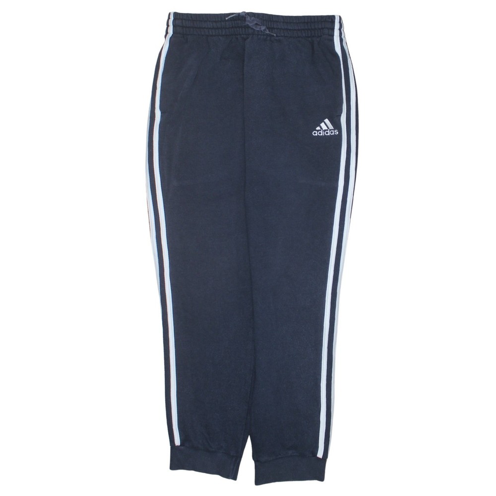 Adidas Mens Joggers Navy Blue Side Stripe Elastic Waist Cuffed Sweatpants M