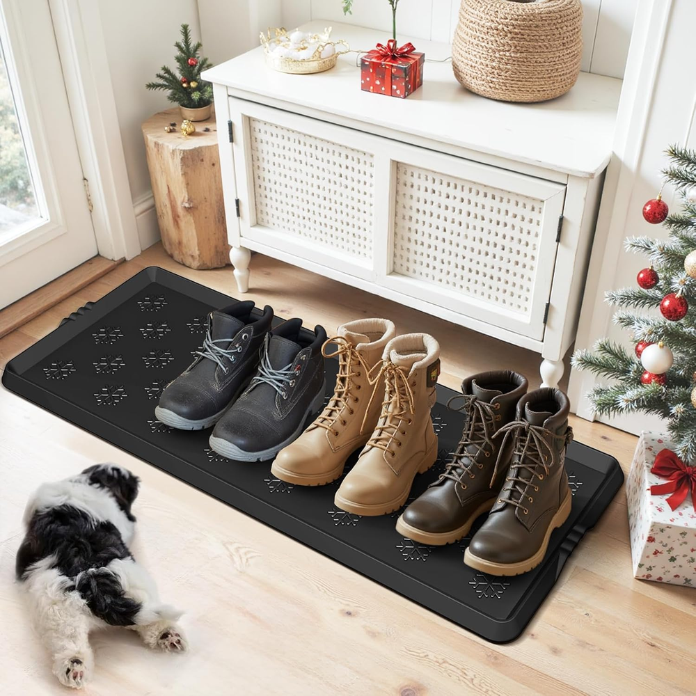 Heavy Duty Boot Trays Natural Rubber Shoe Mat Tray for Entryway Large Boot Mat T