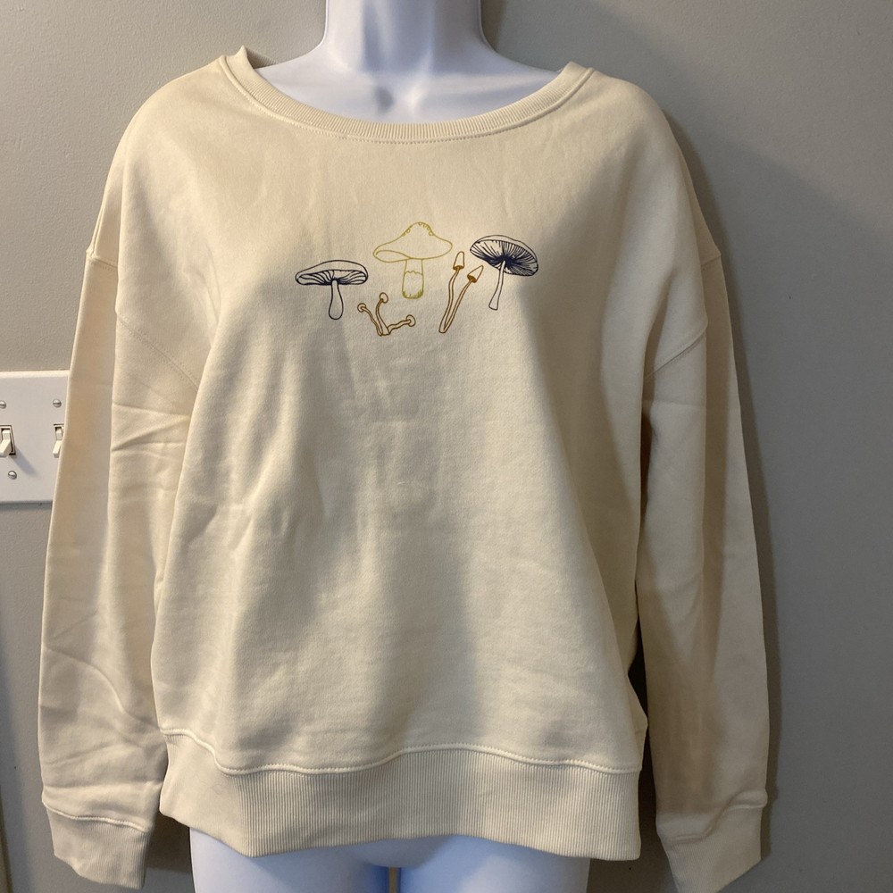 NEW PACT Med 100% Organic Cotton Baby Bellas Mushroom Cream Slouchy Sweatshirt