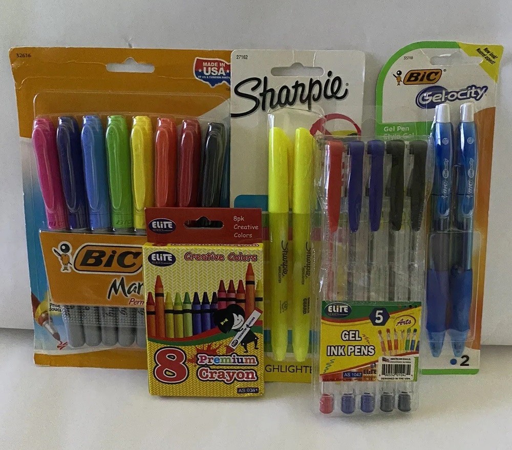 Back to School Stationery Set with Pens Highlighters Markers Crayons-image