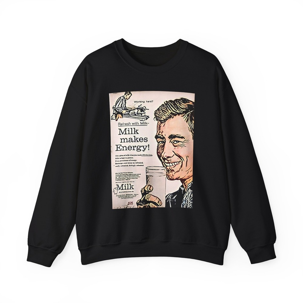 Milk Makes Energy Retro Art Graphic Print Unisex Heavy Blend Crewneck Sweatshirt