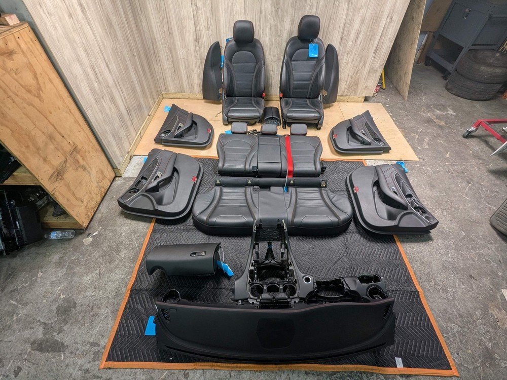 OEM MERCEDES W205 C43 Interior Seats Door Panels Dashboard COMPLETE Black w/ Red
