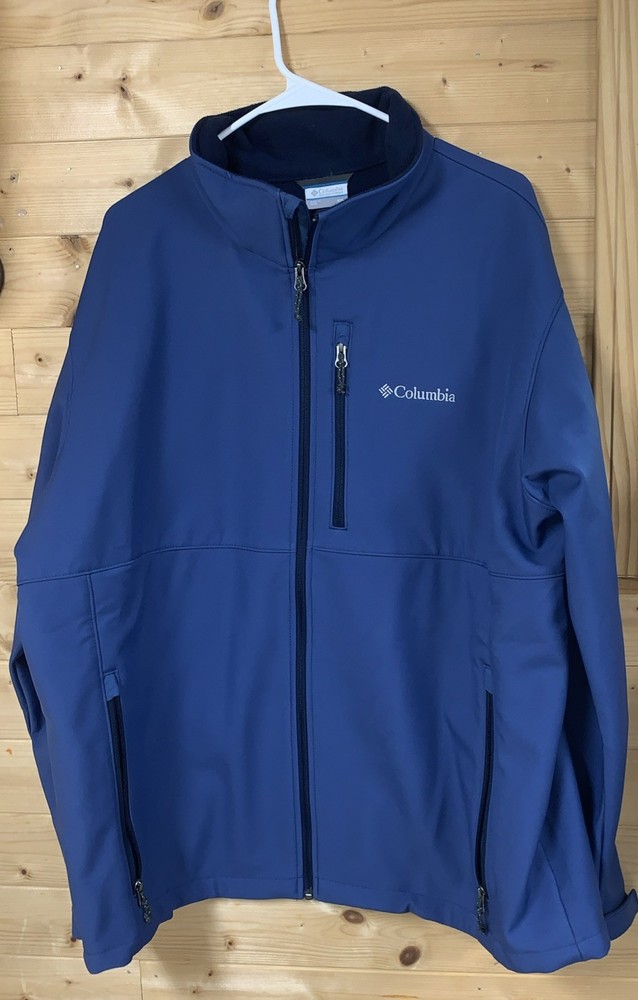 Columbia Jacket Mens 2XL Blue Softshell Full Zip Outdoors Hiking Pockets
