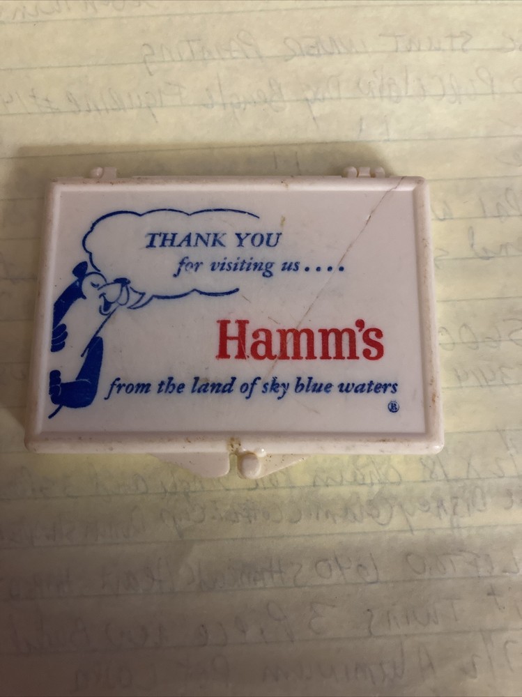 Vintage Hamm’s Beer Sewing Repair Kit Advertising Pocket Plastic Case