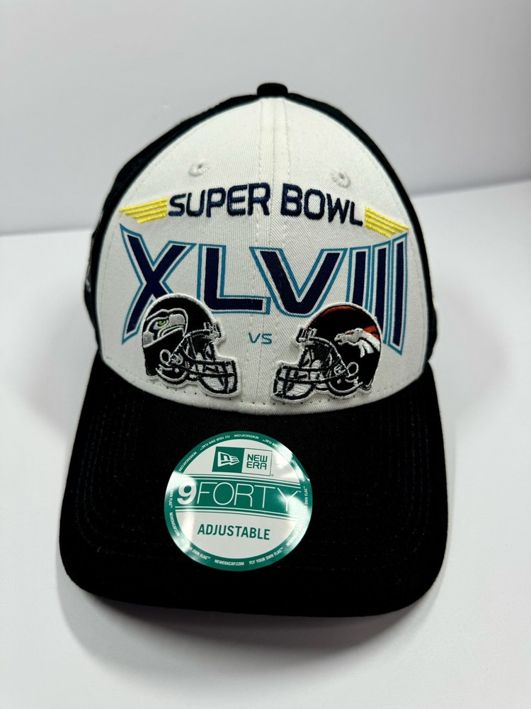 Super Bowl XLVIII 48 2014 Hat Seattle Seahawks Denver Broncos Adjustable Cap NWT