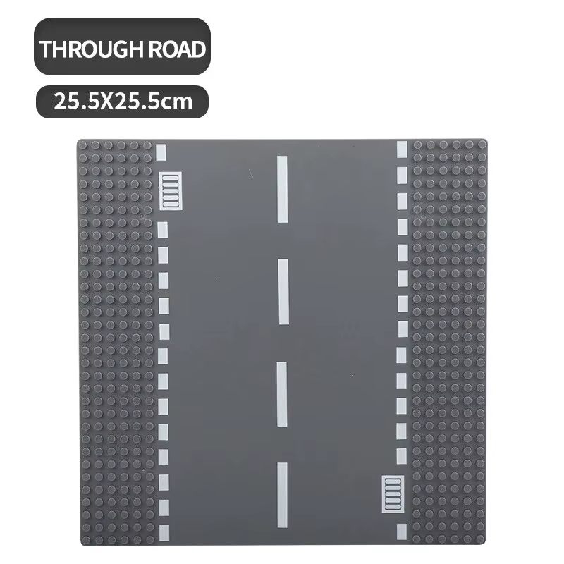 32x32 City Traffic Road Base Plate with Classic Road Building Blocks and Figures