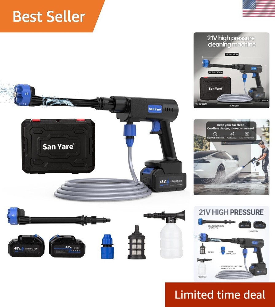 1200PSI Cordless Pressure Washer with 6-in-1 Nozzle for Car Fence Garden Cleaning