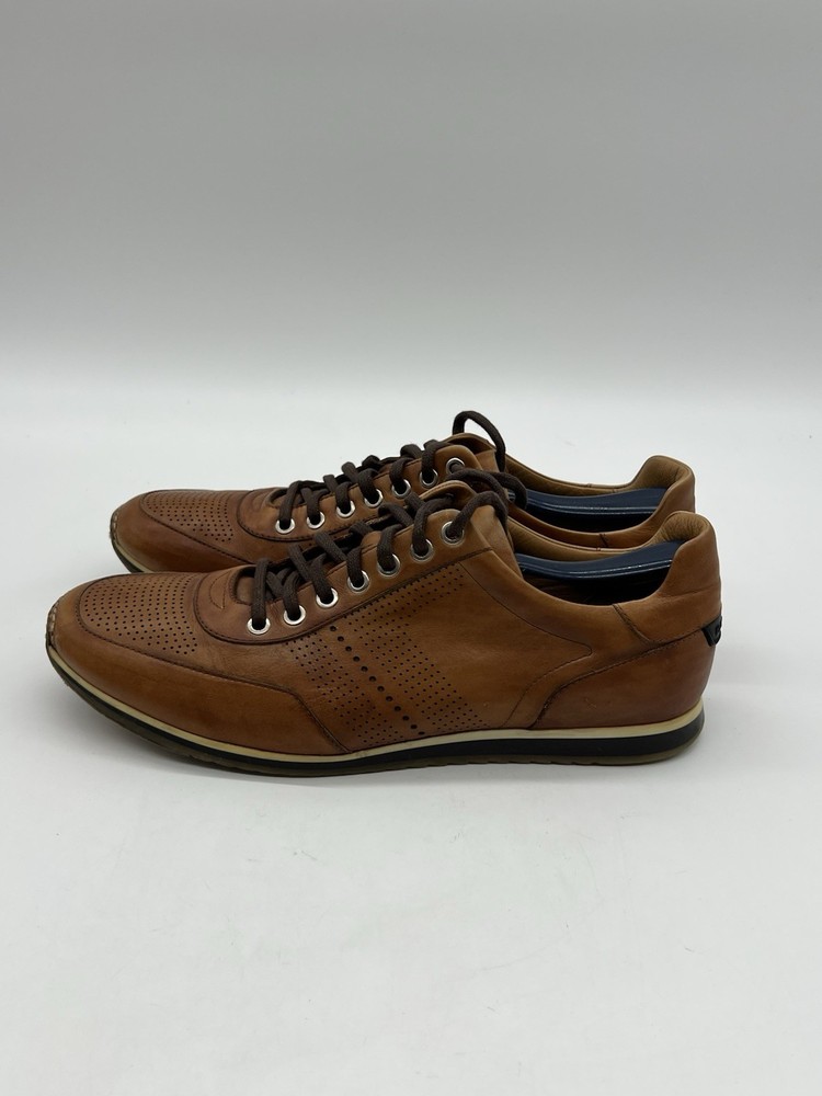 Magnanni Cristian Cognac Brown Leather Men’s 9.5M Lace up Dress Sneakers Shoes.