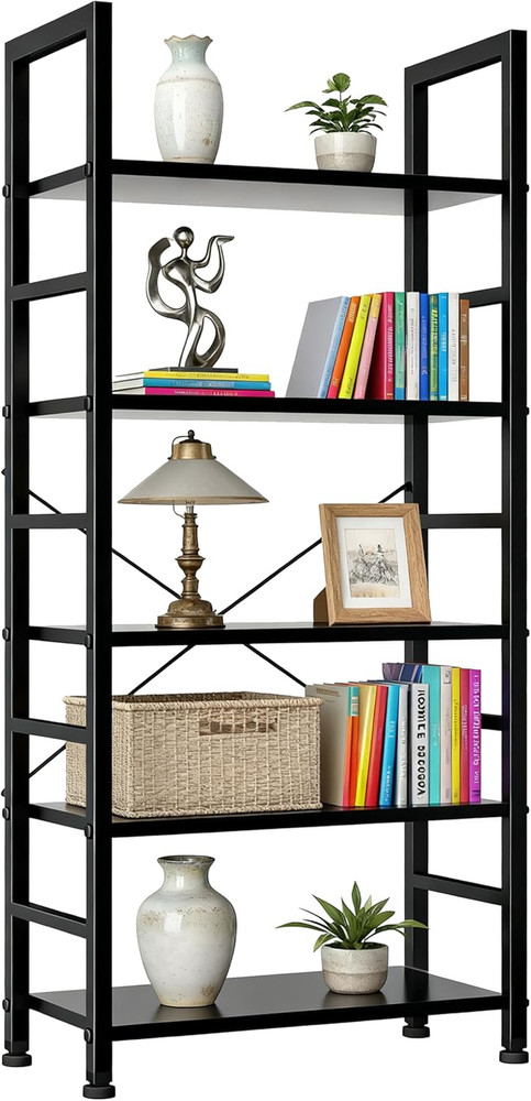5 Tier Bookshelf, Free Standing Wooden Bookcase with Open Storage Shelves with M