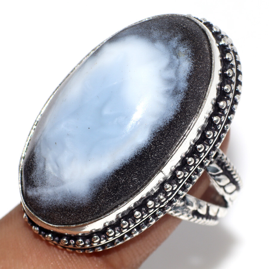 Owhyee 925 Silver Plated Opal Eye Gemstone Ring Size 9.5 Aesthetic Jewelry JW
