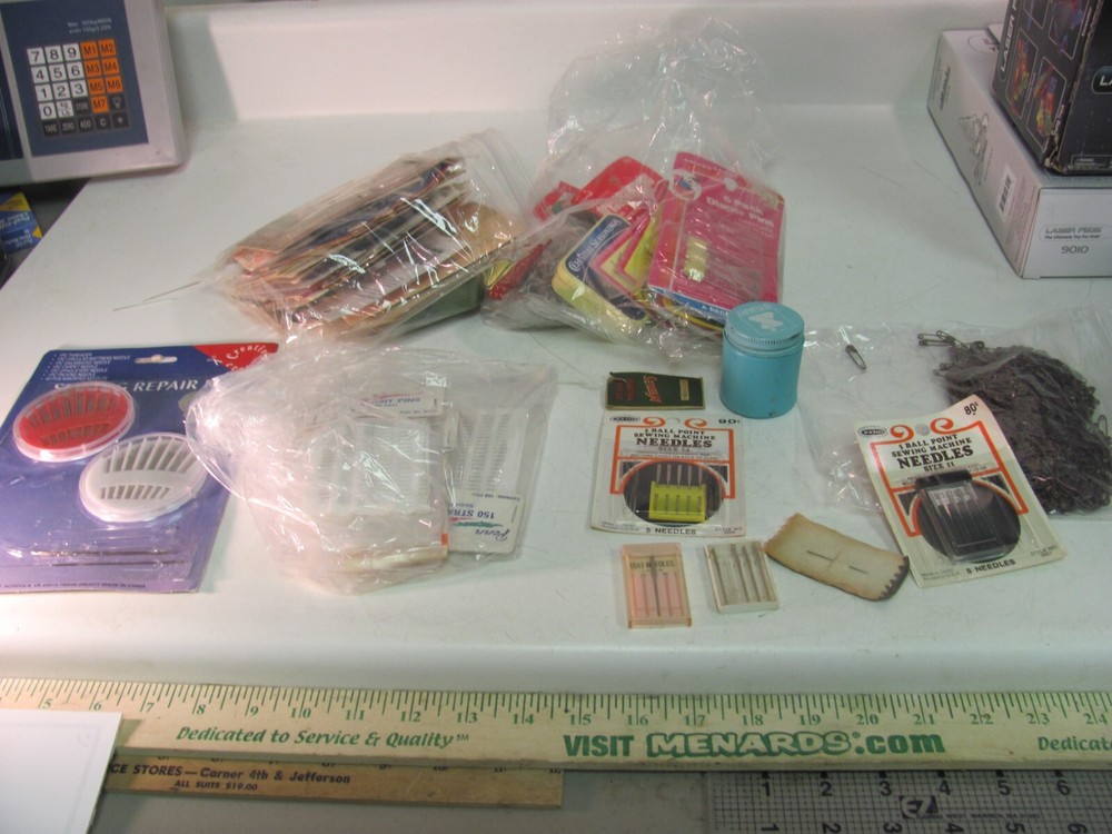 Sewing Machine Needles, Straight Pins, Safety Pins, Repair Kit - Lot