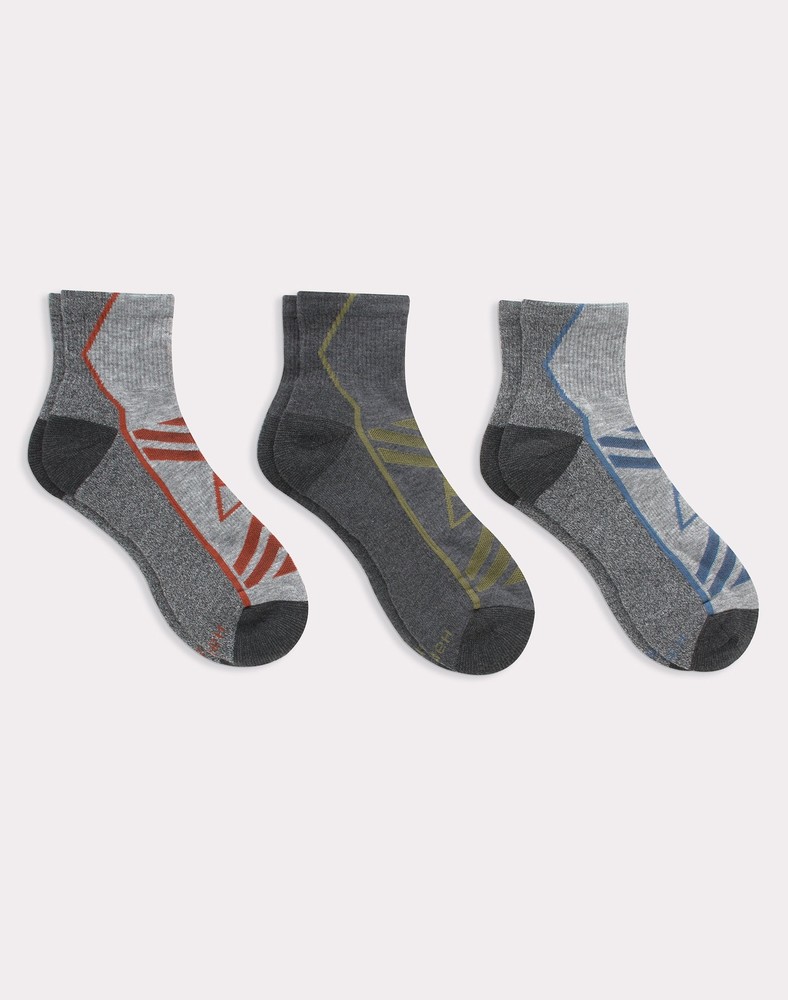 Hanes Explorer Mountain Peaks Mens Cushioned Mid-Crew Socks 3-Pair Pack