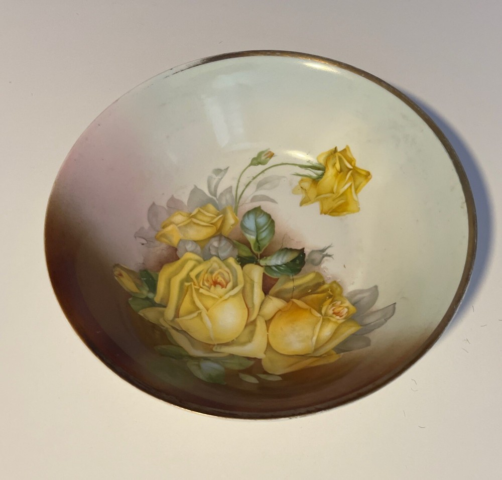 Three Crown China Yellow Roses Deep Bowl  9.75” Made In Germany - Well Loved!