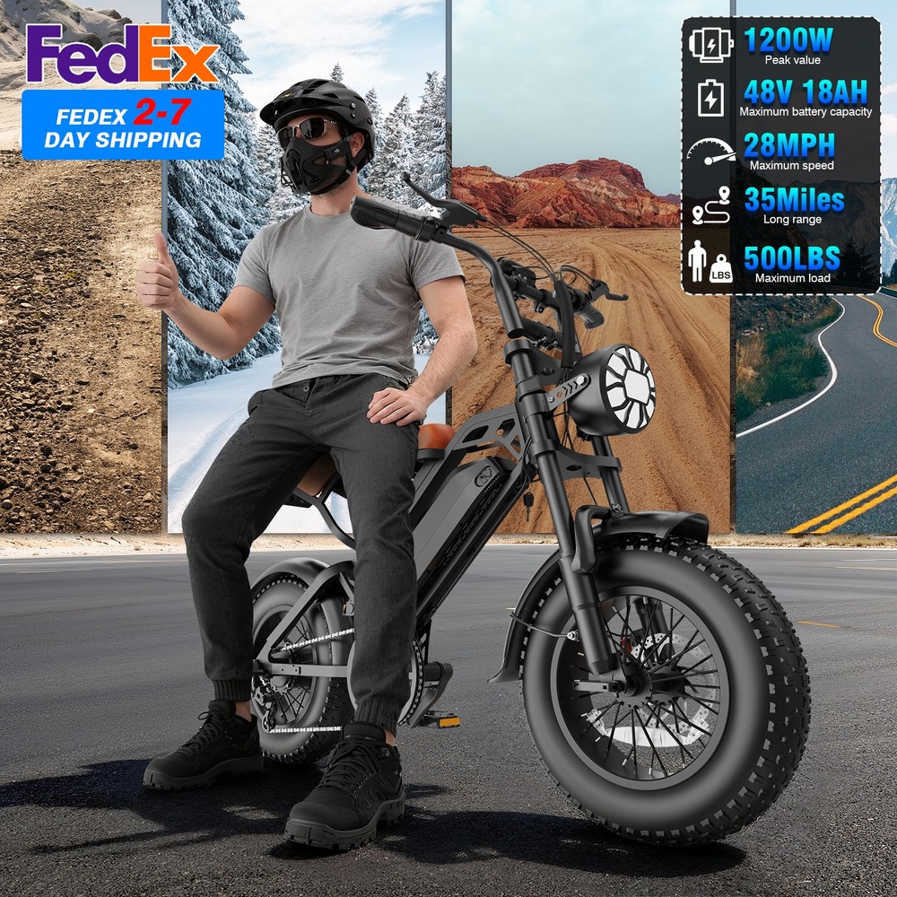 Electric Bike 1200W 48V 18Ah Dual Suspension Fat Tire e bike E Bicycle for Adult