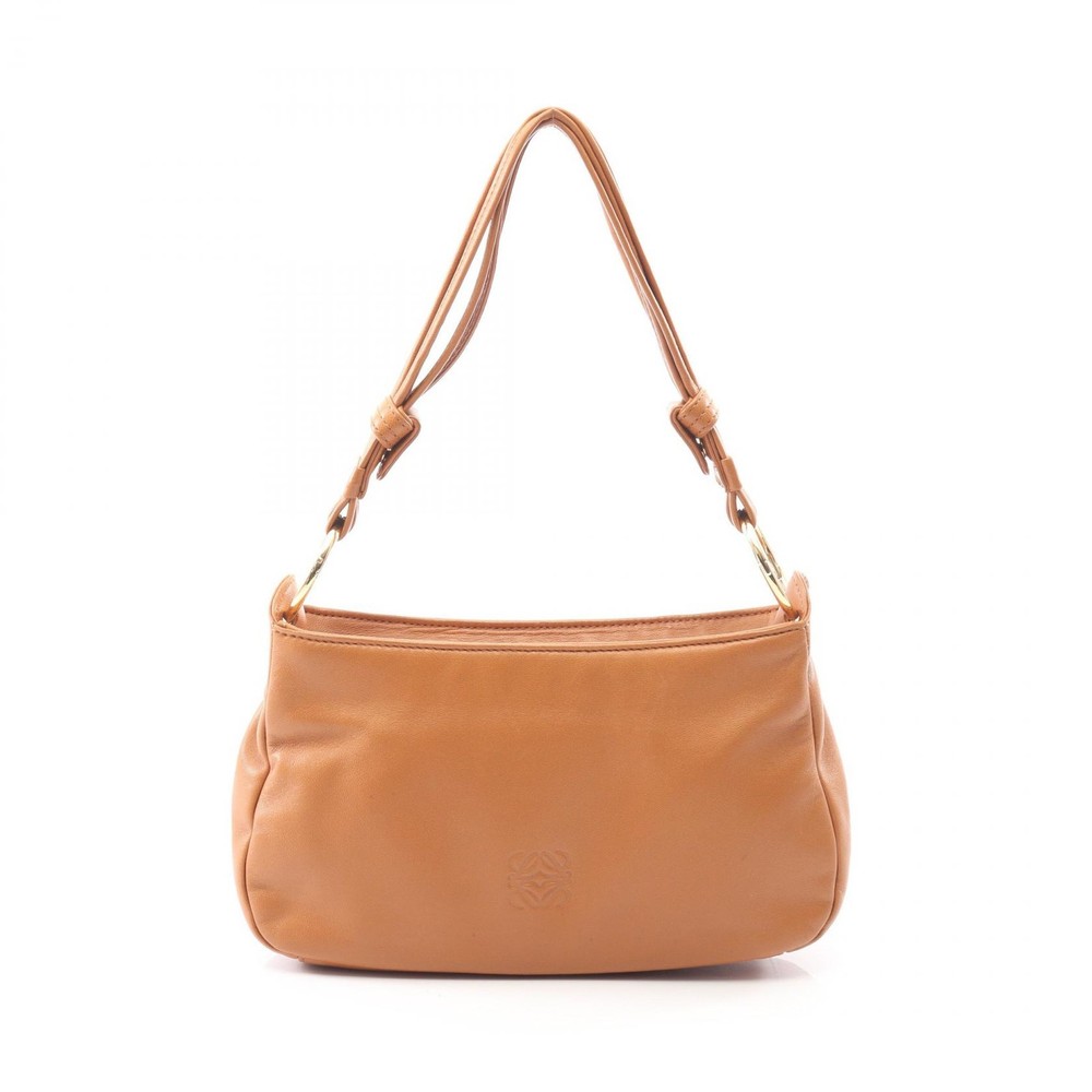 LOEWE Anagram Shoulder Handbag leather Brown Used Women
