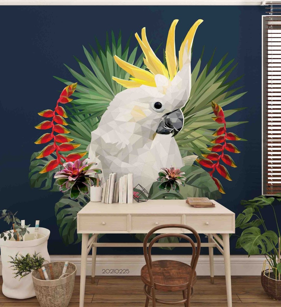 3D Plant Parrot Illustration Wall Murals Wallpaper Murals Wall Sticker 6