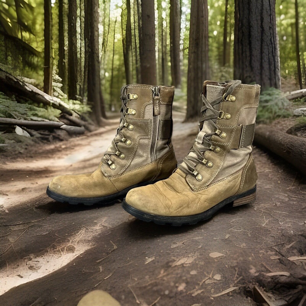 Sorel Leather Waterproof Boots Emelie Conquest Brown Zip Up Womens 7.5