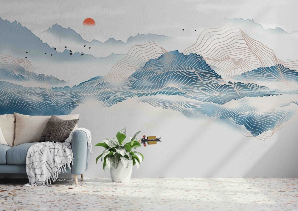 3D Abstract Landscape Watercolor Wall Murals Wallpaper Murals Wall Sticker