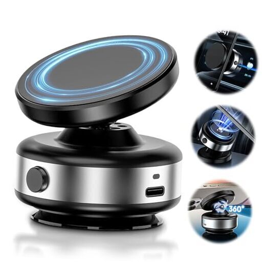 Upgraded 360° Adjustable Silver Electric Vacuum Phone Mount