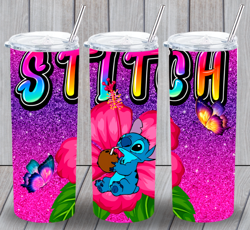 Stitch Rtr #16 Multicolor 20oz Insulated Tumbler With Lid Clear Straw New