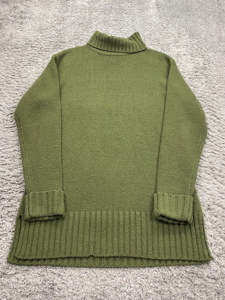 Express Tricot Sweater Women XS Sage Green Ribbed Turtleneck Pullover Vtg 90s