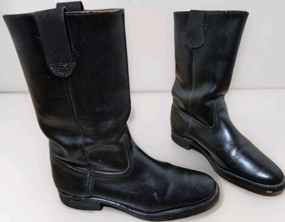 Men's Unbranded Quality Korean Black Leather Boots Size 9 D Excellent Condition