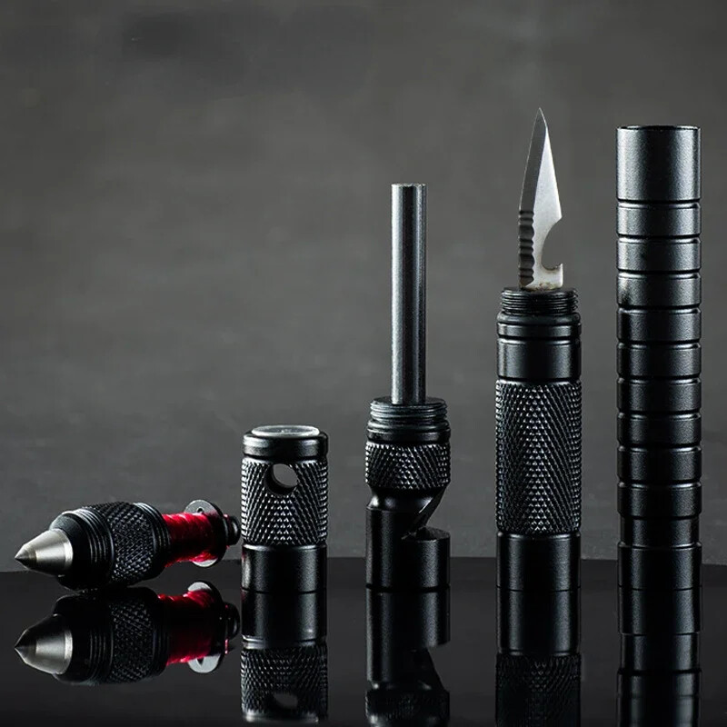 All-in-One Tactical Survival Multitool with Fishing Gear and Glass Breaker Blade