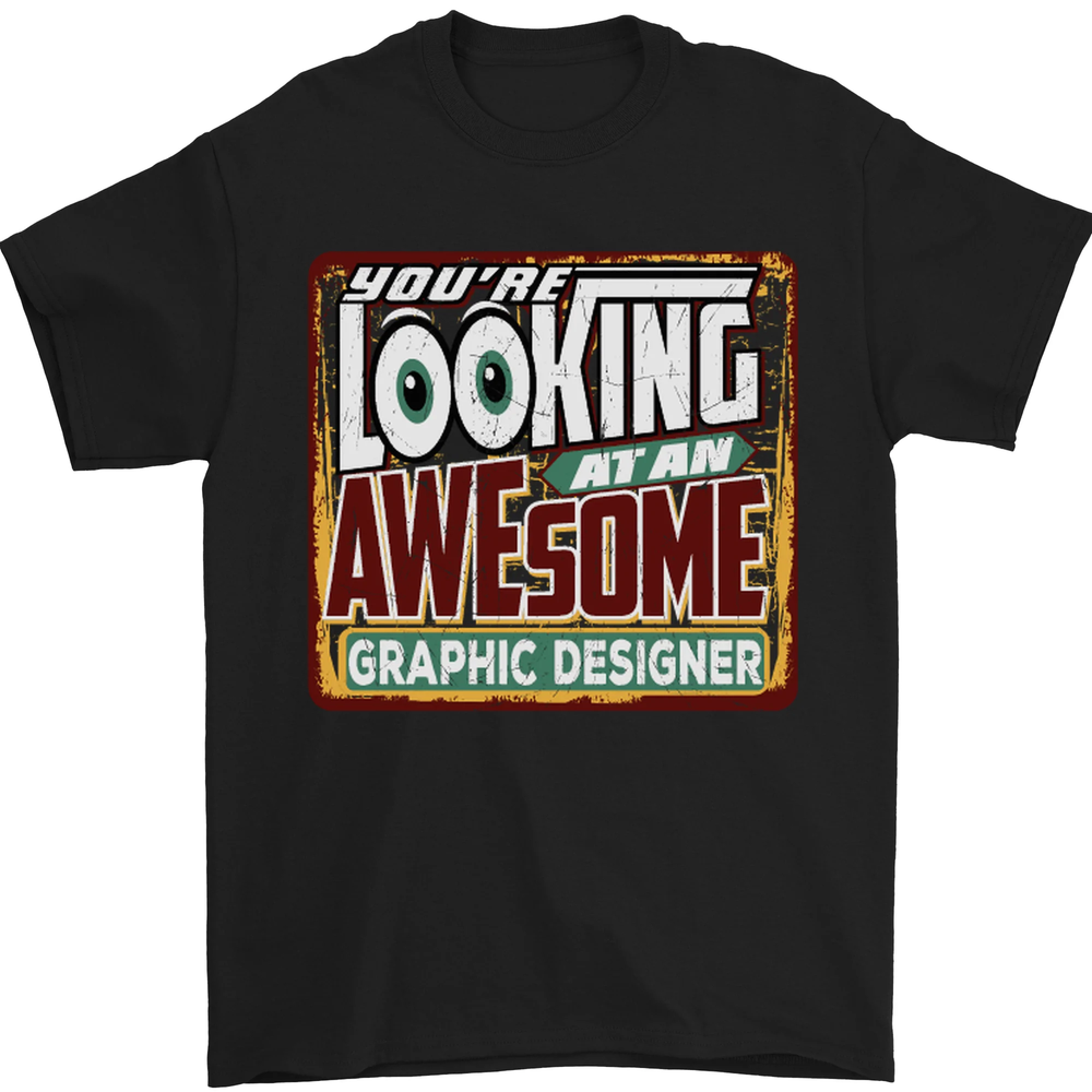 Looking at an Awesome Graphic Designer Mens T-Shirt 100% Cotton