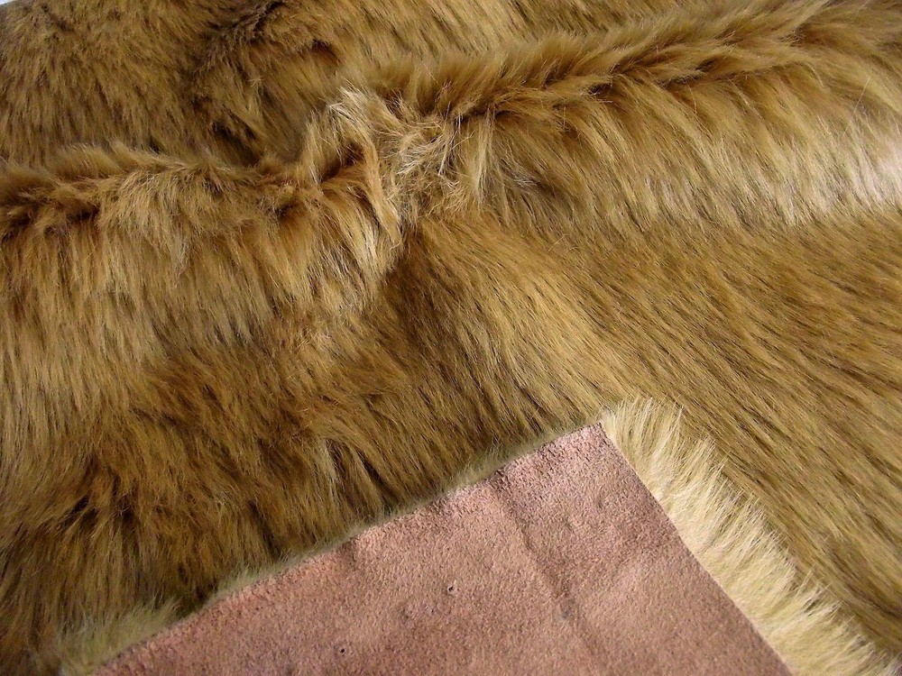 Super Luxury Faux Fur Fabric Material - SUEDE BACKED GINGER BROWN