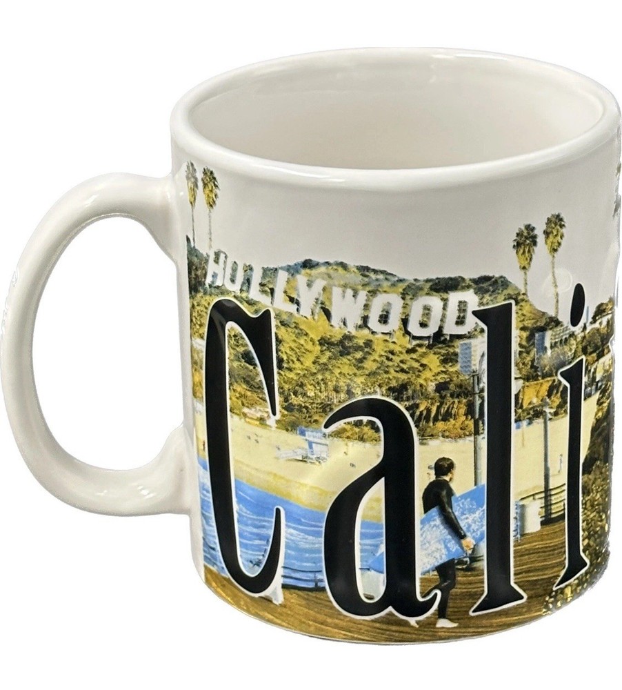 2014 California Coffee Tea Mug Cup With Landmarks 3D Americaware 18 oz Detailed