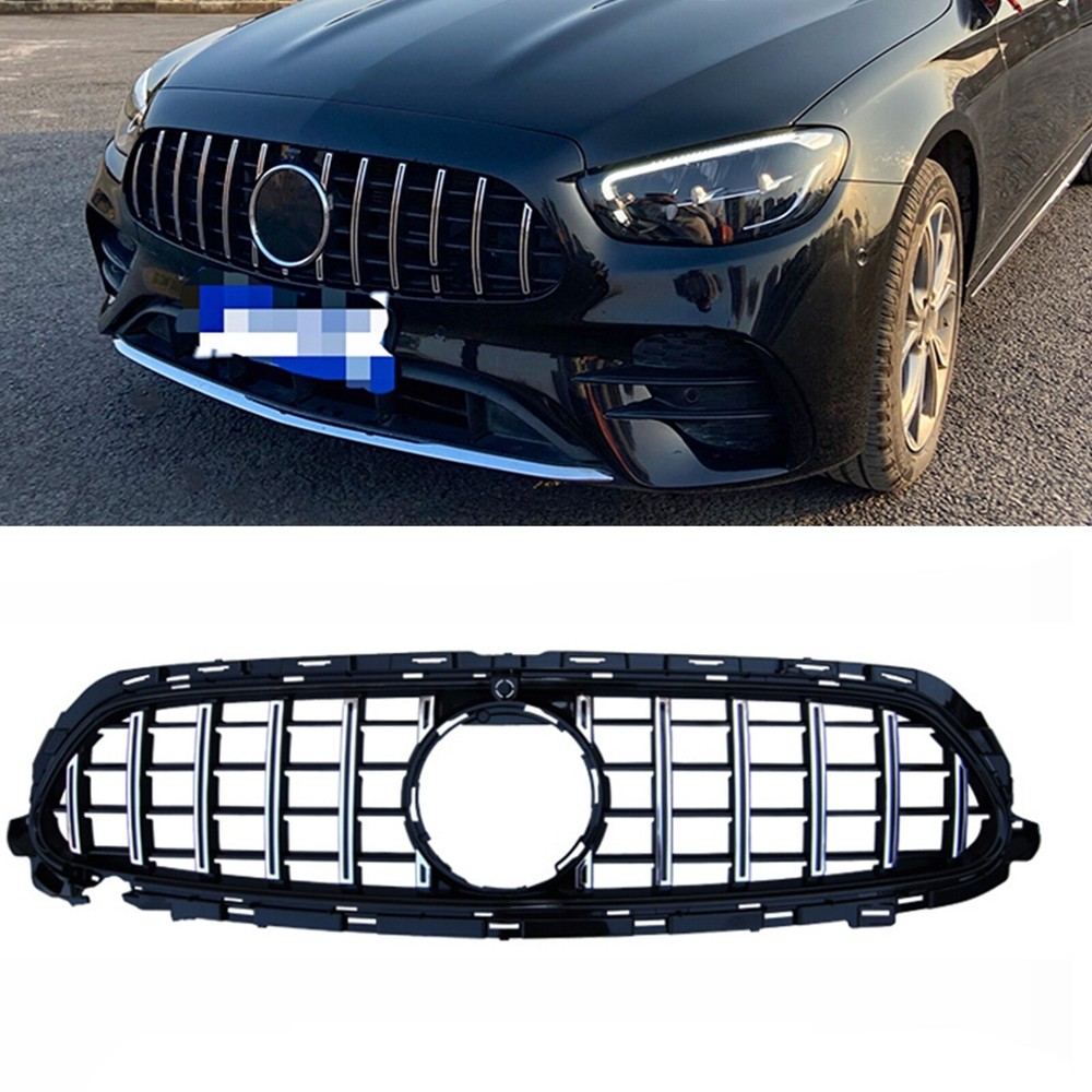 For Benz E-Class W213 2021-2022 Sedan Sport Style Car Front Bumper Grille Silver