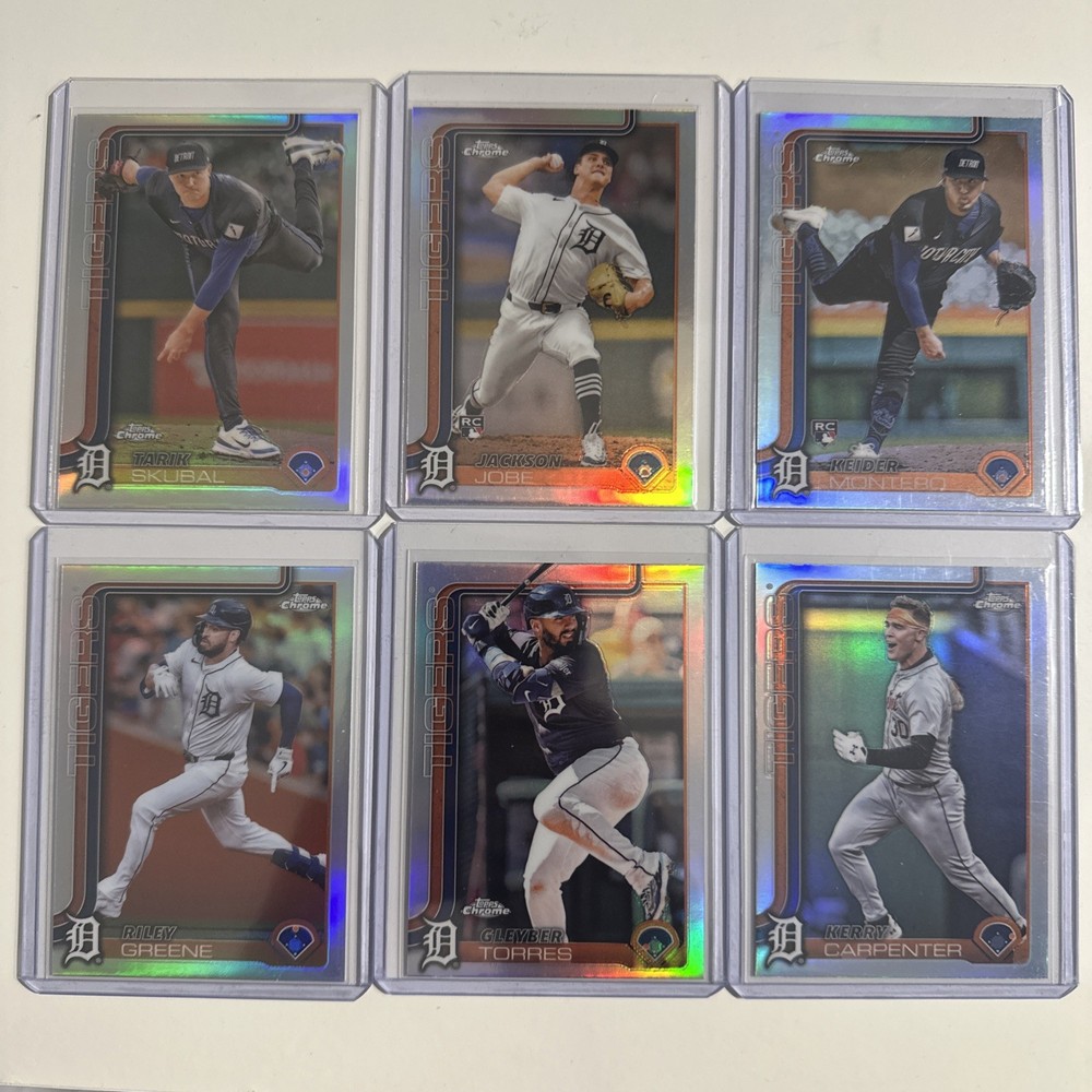 2025 Topps Chrome Baseball - Detroit Tigers Lot Of 6 Refractors